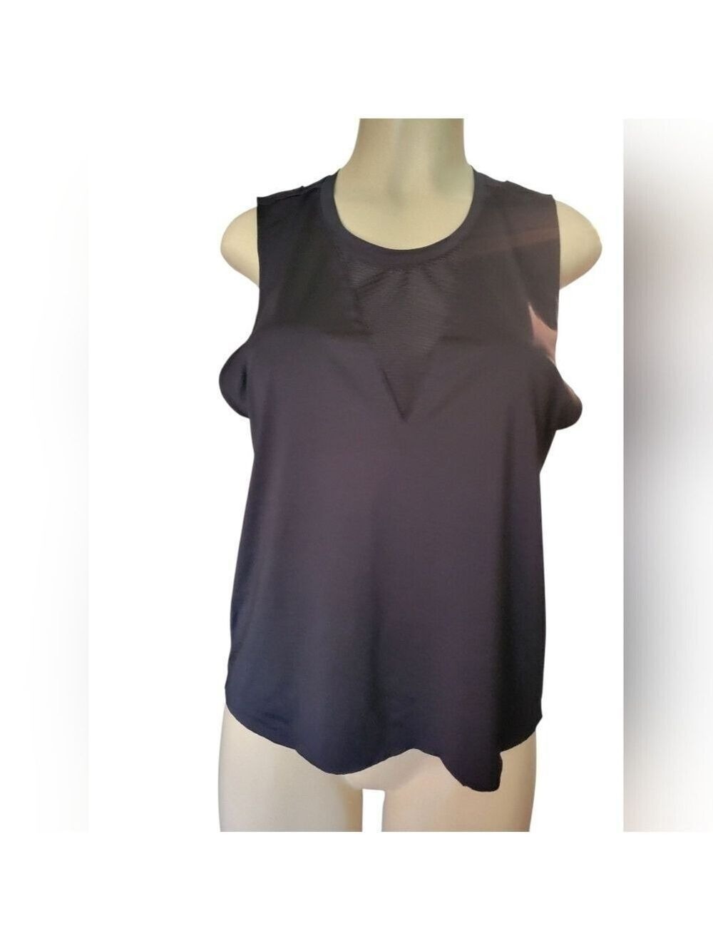 Onzie Black Tank Top with Bib Collar and Mesh Detail